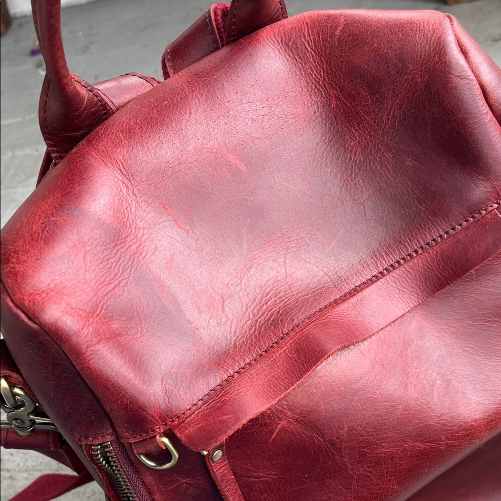 Chic Red Leather Backpack - Picture 13 of 14